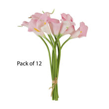 Fourwalls Artificial Real Touch Celalily Flower Sticks (32 cm Tall, Light-Pink, Set of 12)
