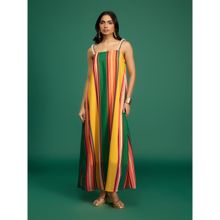 Gajra Gang Casa Mexicana Yellow Crepe Stripe Maxi Dress