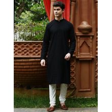 Sanwara Mens Black Chikankari Designer Cotton Kurta