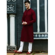 Sanwara Mens Maroon Chikankari Designer Cotton Kurta