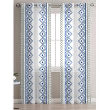 STITCHNEST Light Filtering Curtain with Tieback & Eyelets Window Blue (Pack of 1)