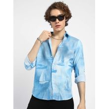 Campus Sutra Mens Sky Blue Water Boat Shirt