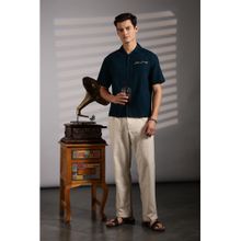 Eszett Elite Society Embroidery Boxy Fit Blue Shirt