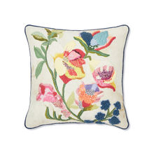 Haus & Kinder Beaded Flowers Embroidered Decorative Cushion Cover -16x16 Inches