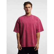 EVERDION Men Magenta Oversize Fit T-Shirt