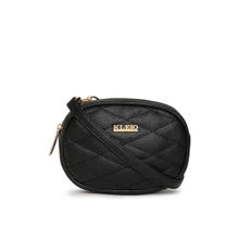 KLEIO Quilted Bum Waist Belt Pouch Black Sling Bag (HO8021KL-BL)