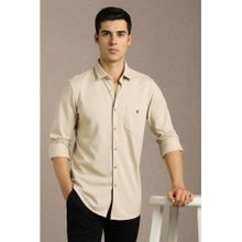 Louis Philippe Men Beige Textured Full Sleeves Casual Shirt
