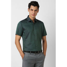 Van Heusen Men Green Print Half Sleeves Wedding Formal Shirt