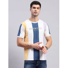 Monte Carlo Mens Multicolored Printed Round Neck Half Sleeve Regular Fit T-Shirt