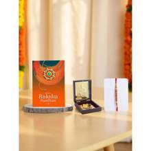 Golden Peacock Rakhi Gift Set (Ganesh Idol, Rakhi, Card)