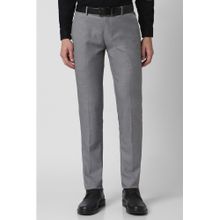 Peter England Men Grey Textured Ultra Slim Fit Trousers