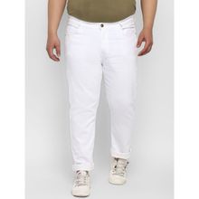 Urbano Plus Men's White Regular Fit Stretch Jeans