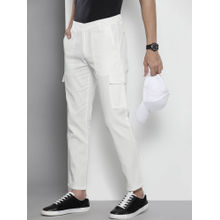 The Indian Garage Co White Solid Regular Fit Cargo