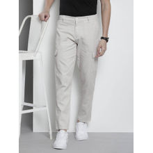 The Indian Garage Co Cream Solid Regular Fit Cargo