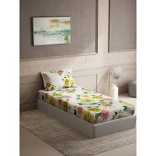 Ddecor Live Beautiful Cotton Floral Single 150 TC Bedsheet with 1 Pillow Cover - Yellow