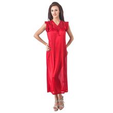 Fasense Women Satin Nightwear Sleepwear Long Nighty, Dp109 A - Red