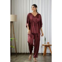 SAY Women Poly Satin Kaftan Night Suit (Set of 2)