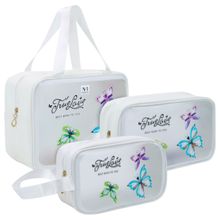 NFI Essentials Travel Makeup Pouch Set Of 3 Washbag Pouch Transparent Cosmetic Bag White