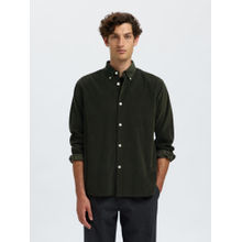 SELECTED HOMME Green Danni Button Down Collar Green Casual Shirt