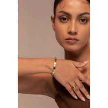 AURA STUDIO 18K Gold Plated Green Rhinestone Band