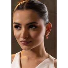 AURA STUDIO Red Crystalline Huggies Earrings