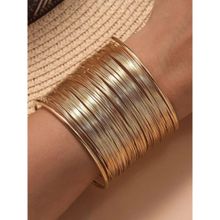 Jewels Galaxy Gold Plated Party Statement Mesh Design Silver Korean Cuff Bracelet