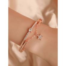 Jewels Galaxy Rose Gold Plated Star Inspired Stone Studded Korean Bracelet