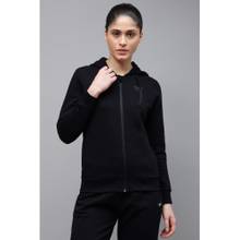 Reebok Black Solid Hooded Sports Sweatshirt