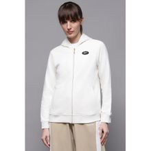 Reebok White Solid Hooded Sports Sweatshirt