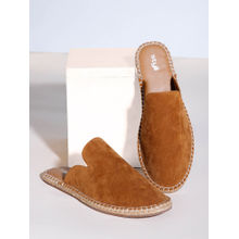 Styli Mens Tan Faux Suede Mule Espadrilles