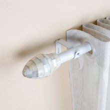 The Decor Mart 48"-88" Tusky Mop Finial Extendable Curtain Rod White 19Mm (Hardware Included)