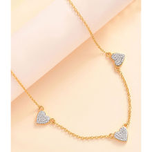 Ornate Jewels 925 Sterling White American Diamond Gold Plated Heart Shape Necklace for Women