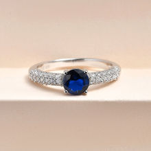 Ornate Jewels 925 Sterling Silver Blue Sapphire Sparkly Solitaire Ring for Women