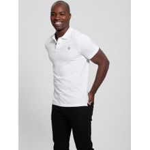 Guess Men White Solid Collar Neck Short Sleeves Polo T-Shirt