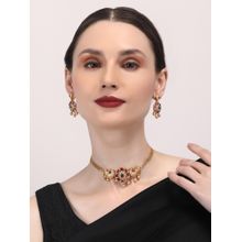 STILEADDA Unique Gold Plated Kemp Studded Peacock Choker Set