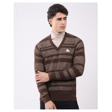 Monte Carlo Brown Men V Neck Full Sleeve Pullover Sweater