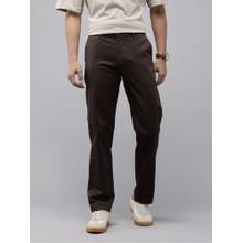 GENIPS Brown Cotton Relaxed Fit Pant