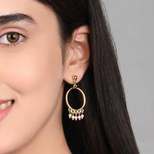 Toniq Stylish Gold Plated Circular White Pearl Drop Earings for Women