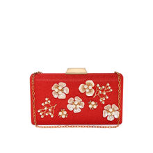 Kleio Designer Floral Emblished Party & Wedding Box Clutch With Sling For Women& Girls