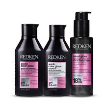 Redken Glossy Hair Combo-Acidic Colour Gloss Sulphate-Free Shampoo, Conditioner & Naked Gloss Serum