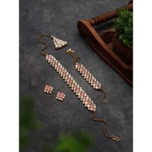 PAYA Kundan-Pink Stone Choker Necklace Set with Bracelet