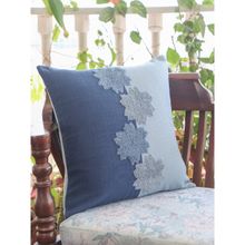 Zeba World Cushion Cover Printed Polycanvas Contemporary Print Blue (16x16 inches)