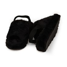 Zori World Storm- Solid Black Faux Fur Sandals