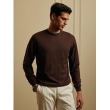 Andamen Brown Men's Full Sleeve Merino Wool Crew Regular Fit T-Shirt