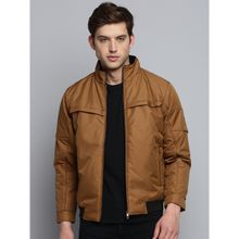 SHOWOFF Men's Solid Mock Collar Camel Brown Padded Jacket