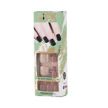 LiCK Light Brown Sqaure Shape Acrylic Reusable Toe Press On Nails With Application Kit