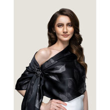 Waraq Floral Black Vegan Satin Stole