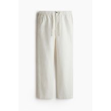 H&M Men White Regular Fit Linen-Blend Trousers