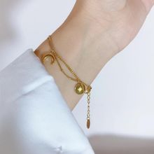 Inaya Accessories 18KT Gold Plated Moon Star Charm Bracelet, Francessca