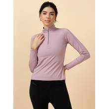 Fitkin Women Lavender Long Sleeve Zip-Up Sweatshirt